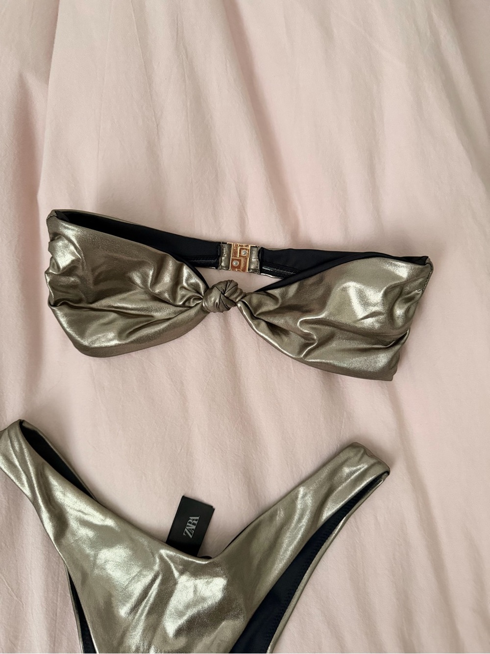 ZARA METALLIC BANDEAU BIKINI TOP - Picture 6 of 7